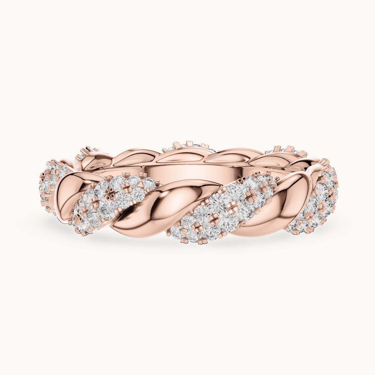 Round cut lab-grown diamond full eternity band in 14K rose gold, 0.66 CT TW, view 2