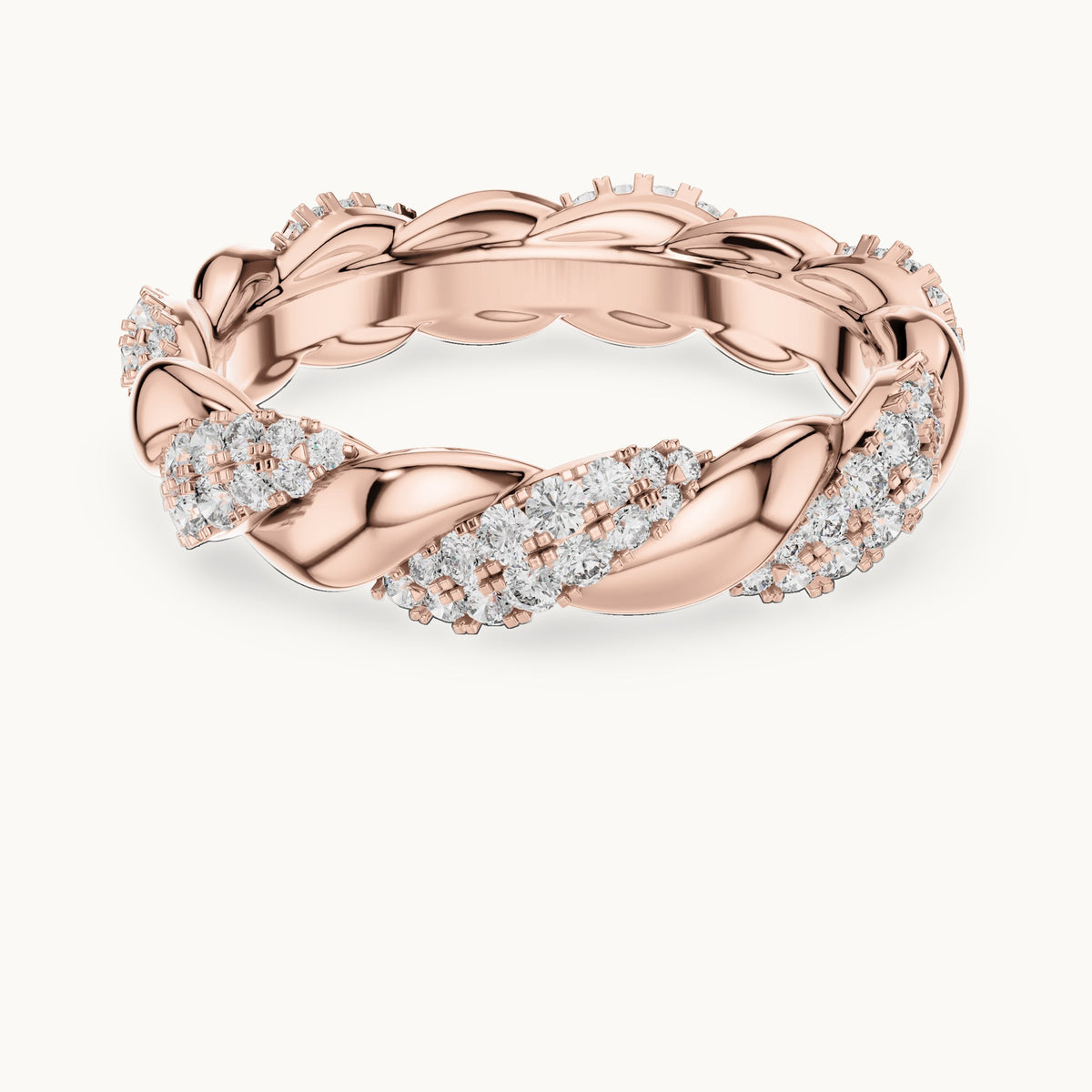 Round cut lab-grown diamond full eternity band in 14K rose gold, 0.66 CT TW, view 3