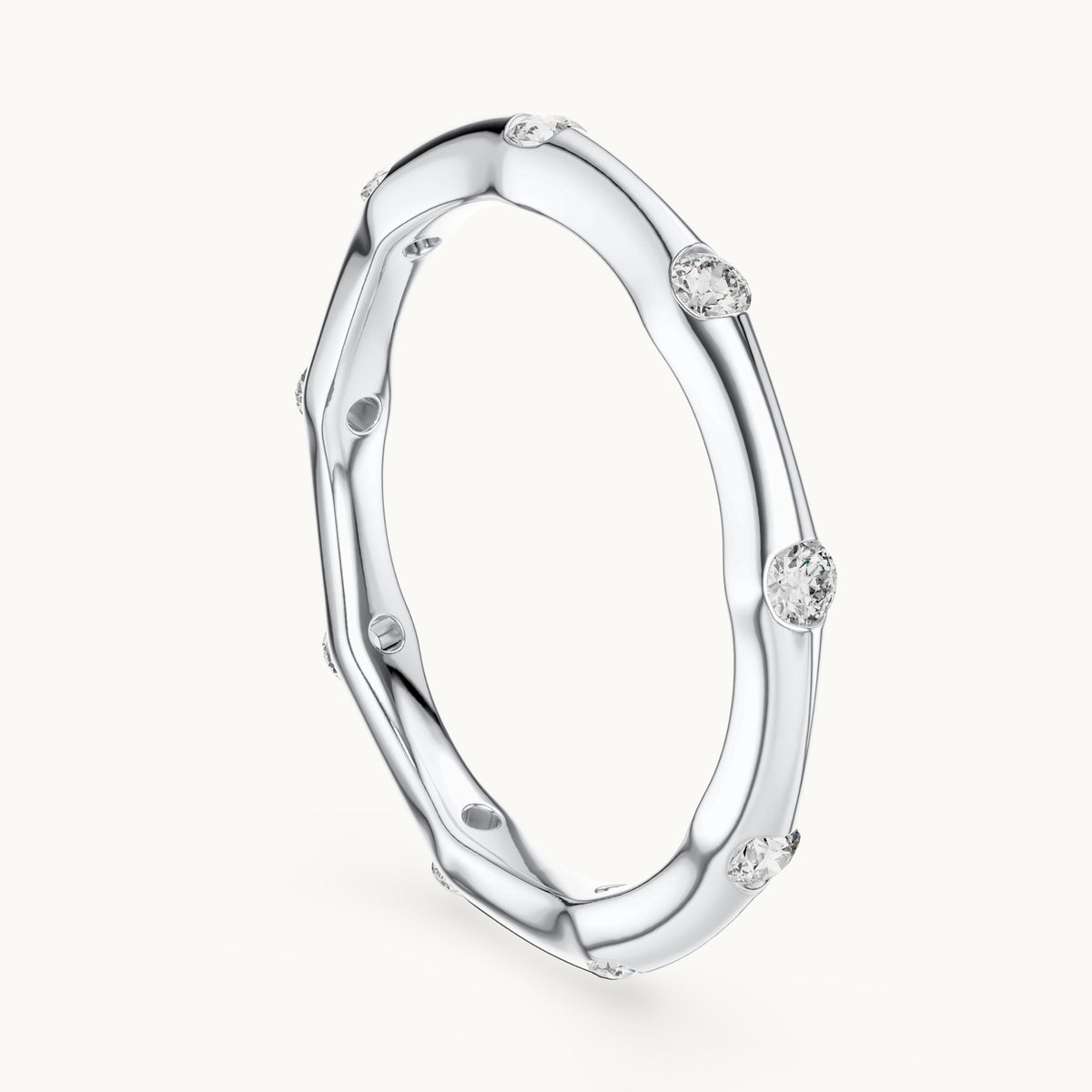 Round cut lab-grown diamond full eternity band in 14K white gold, 0.32 CT TW, view 1