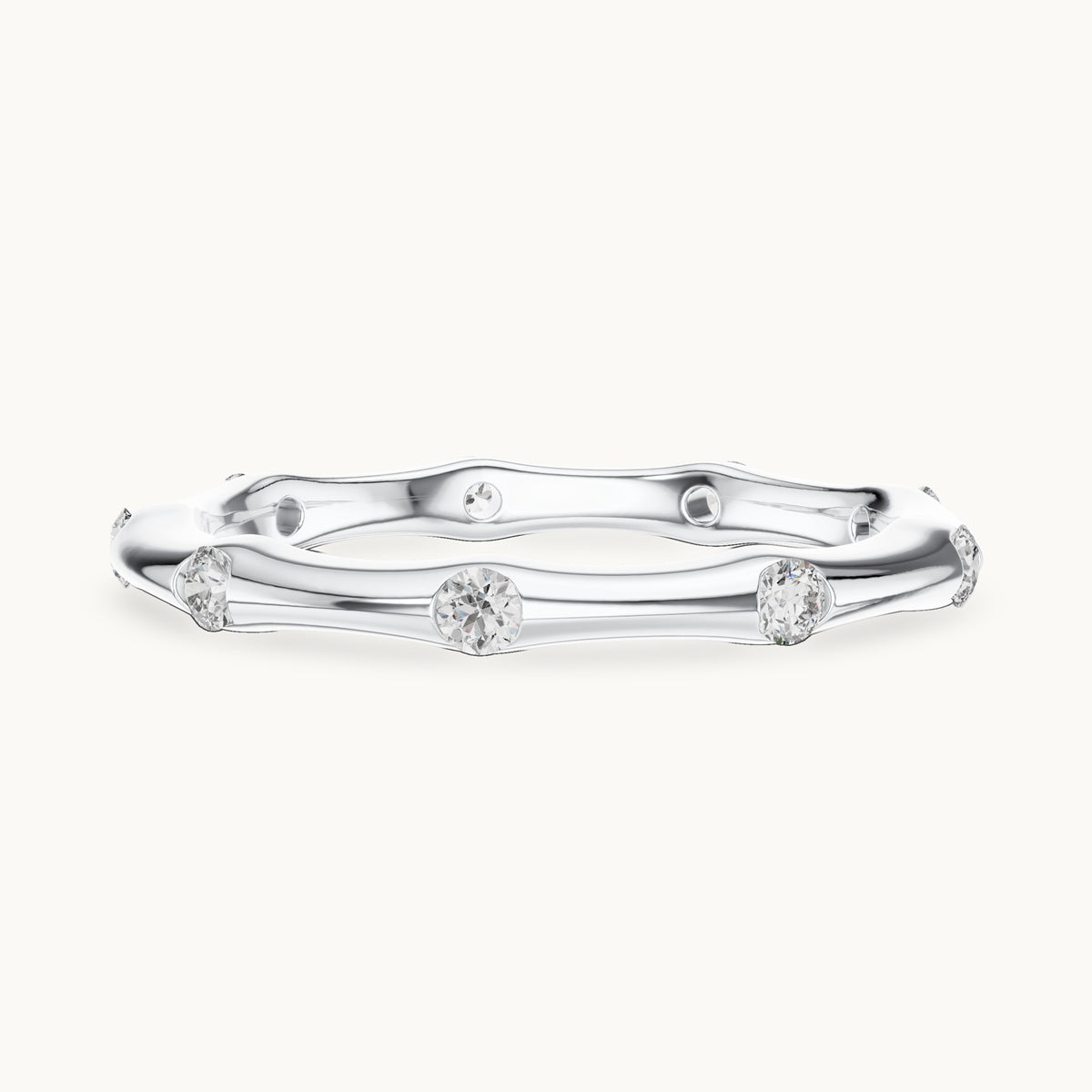 Round cut lab-grown diamond full eternity band in 14K white gold, 0.32 CT TW, view 2