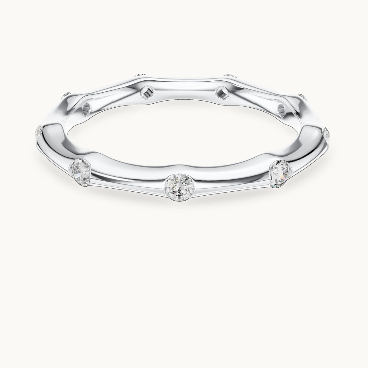 Round cut lab-grown diamond full eternity band in 14K white gold, 0.32 CT TW, view 3