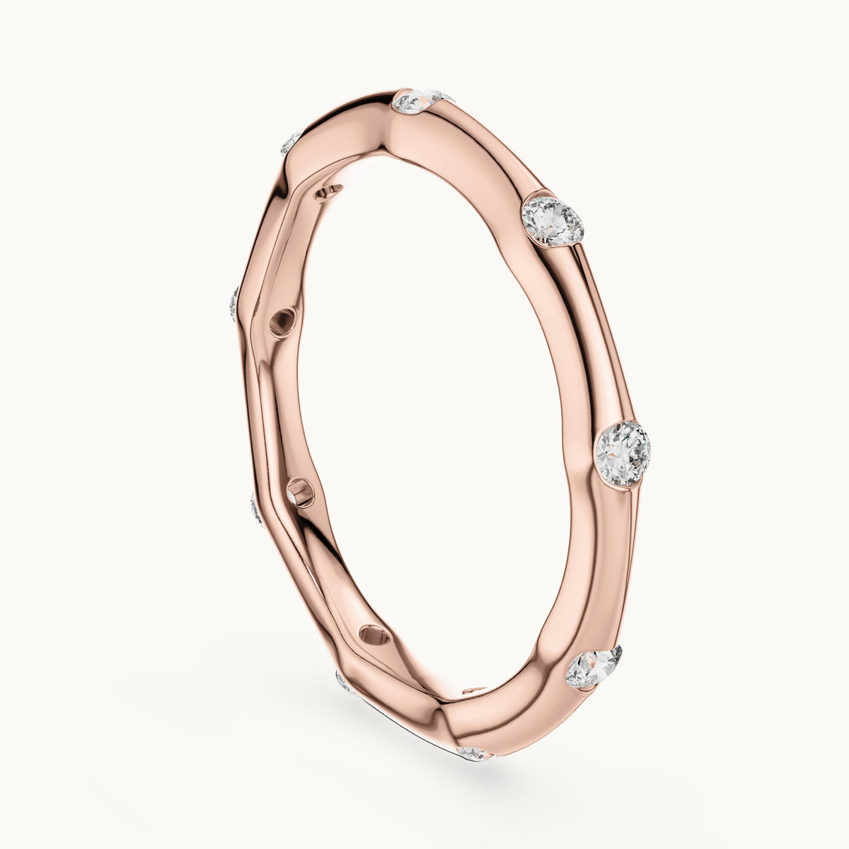 Round cut lab-grown diamond full eternity band in 14K rose gold, 0.32 CT TW, view 1