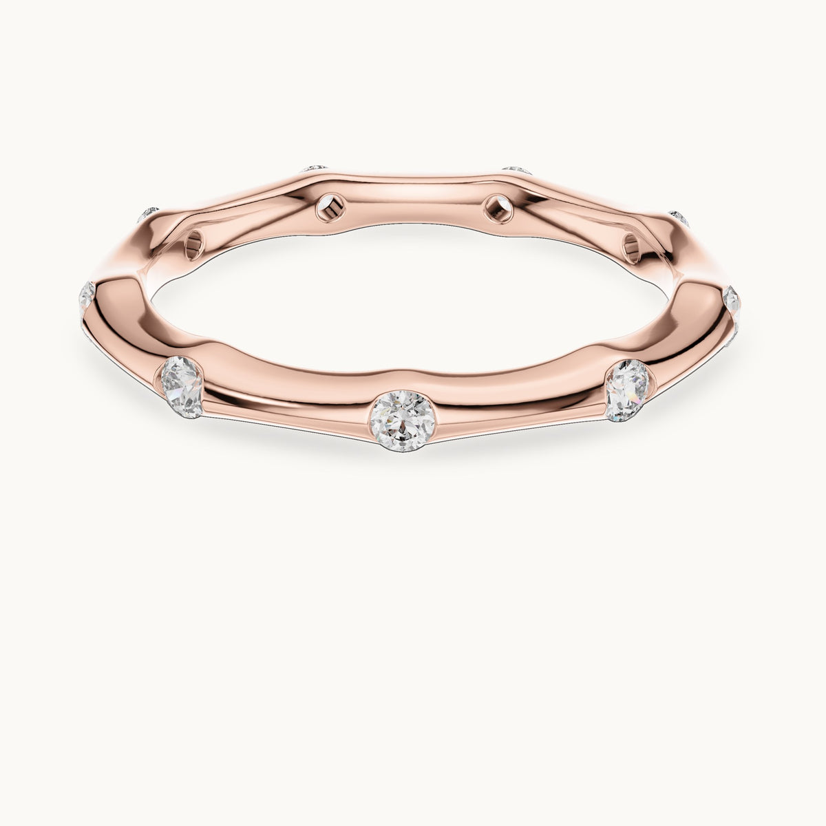 Round cut lab-grown diamond full eternity band in 14K rose gold, 0.32 CT TW, view 3