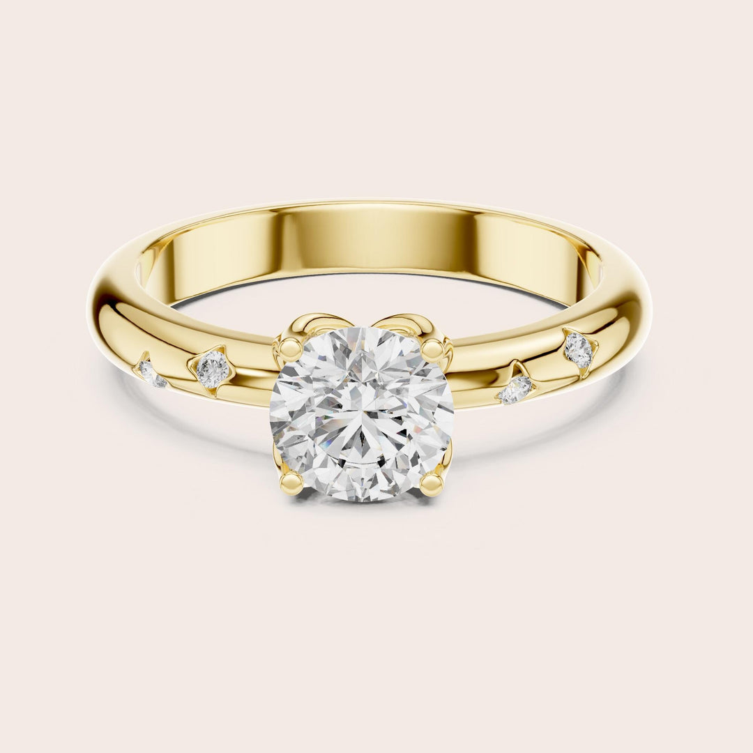 Round Cut Lab Grown Diamond Solitaire Ring, 0.89ct Total, Solid Gold
