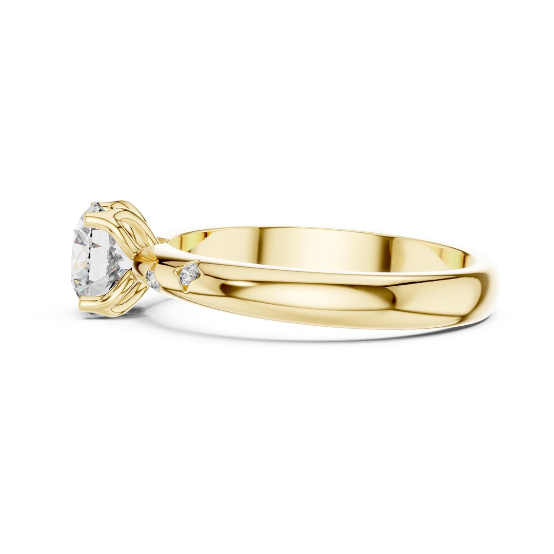 Round Cut Lab Grown Diamond Solitaire Ring, 0.89ct Total, Solid Gold