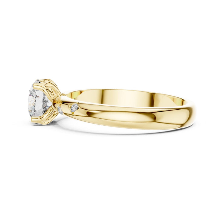 Round Cut Lab Grown Diamond Solitaire Ring, 0.89ct Total, Solid Gold