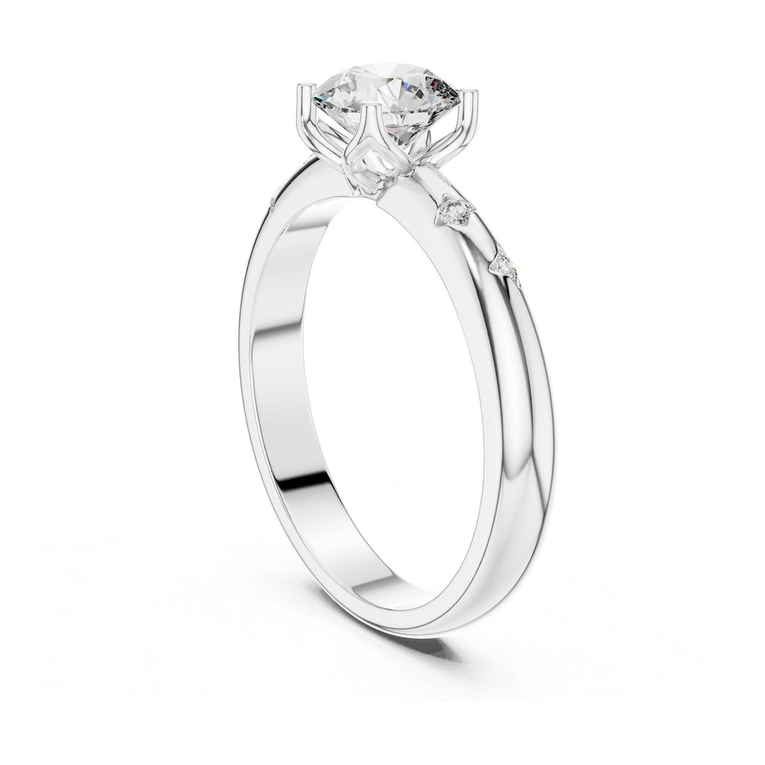Round Cut Lab Grown Diamond Solitaire Ring, 0.89ct Total, Solid Gold