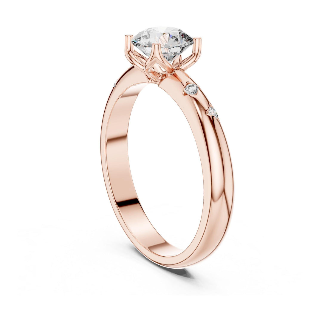 Round Cut Lab Grown Diamond Solitaire Ring, 0.89ct Total, Solid Gold