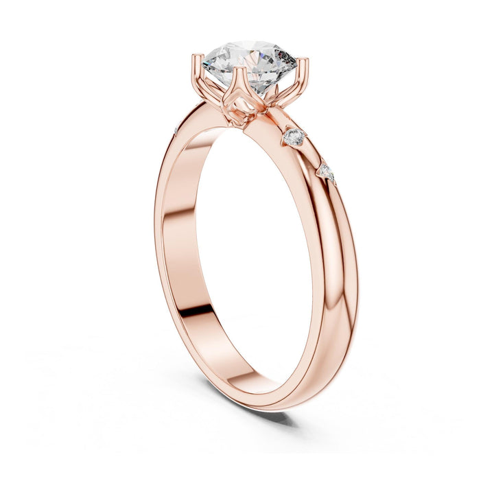 Round Cut Lab Grown Diamond Solitaire Ring, 0.89ct Total, Solid Gold
