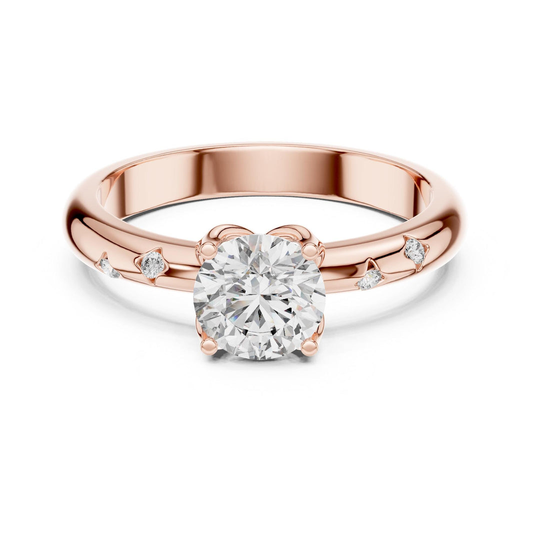 Round Cut Lab Grown Diamond Solitaire Ring, 0.89ct Total, Solid Gold