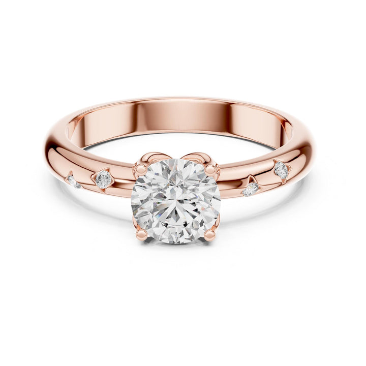 Round Cut Lab Grown Diamond Solitaire Ring, 0.89ct Total, Solid Gold