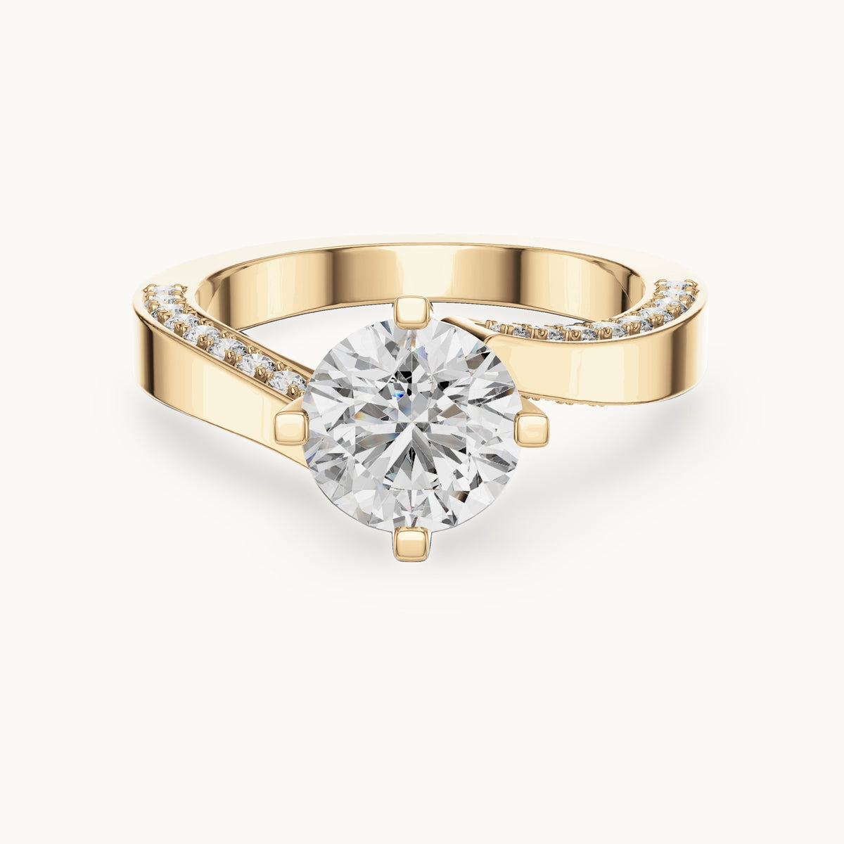 Round cut lab-grown diamond solitaire ring in 14K yellow gold, 1.93 CT TW, view 1