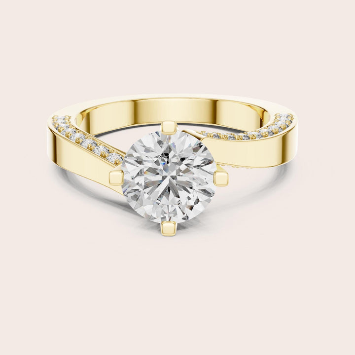 Round Cut Lab Grown Diamond Solitaire Ring, 1.93ct Total, Solid Gold