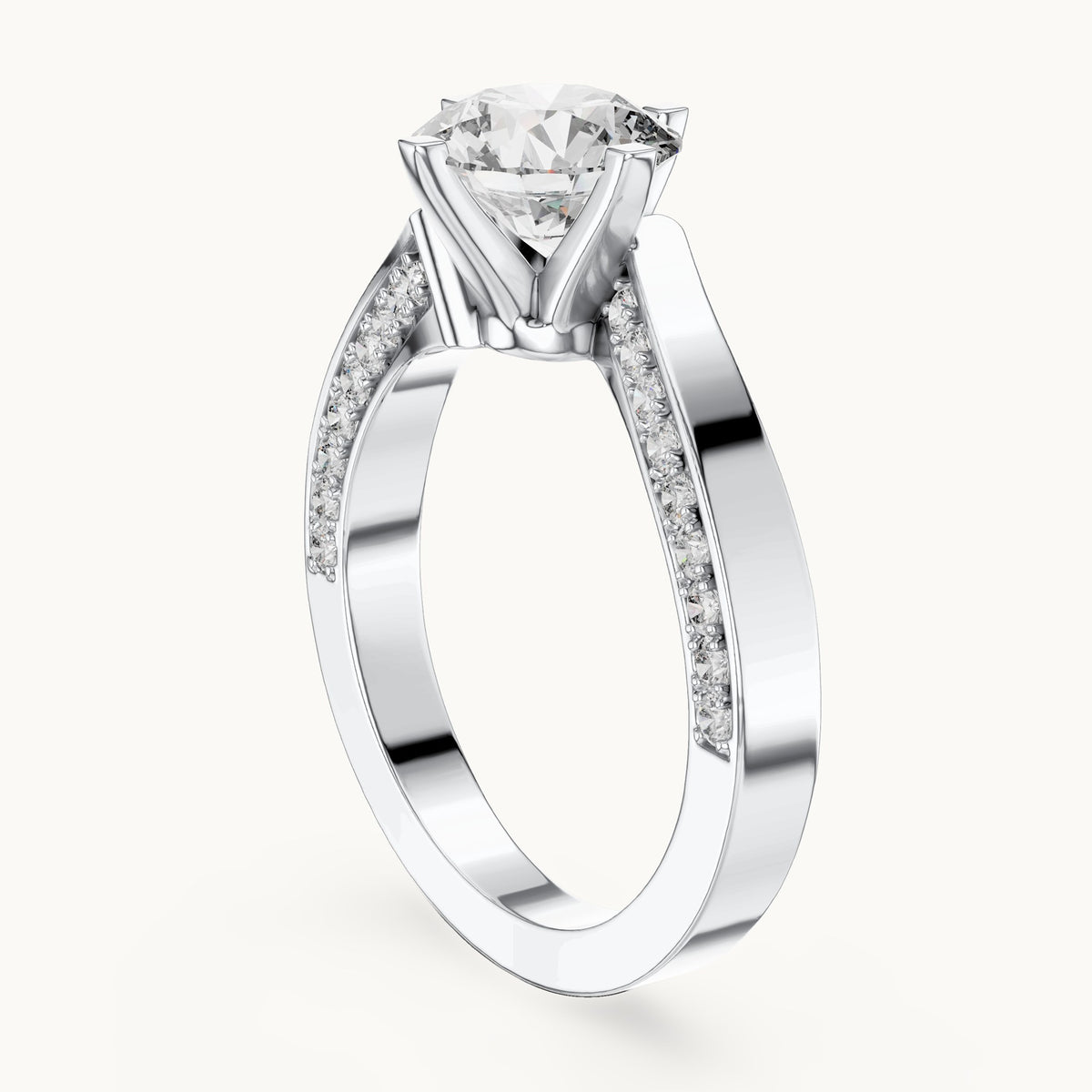 Round cut lab-grown diamond solitaire ring in 14K white gold, 1.93 CT TW, view 1