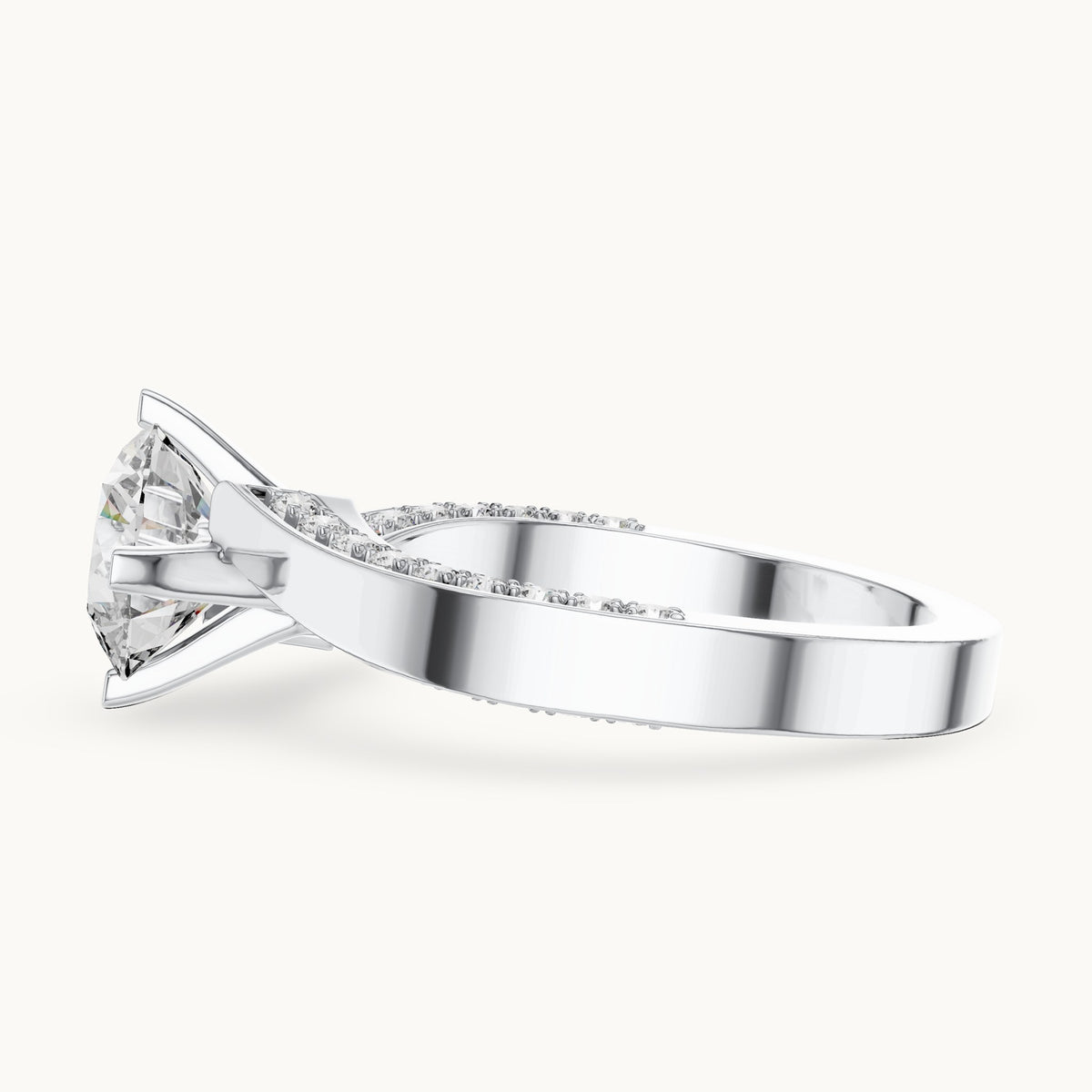 Round cut lab-grown diamond solitaire ring in 14K white gold, 1.93 CT TW, view 2