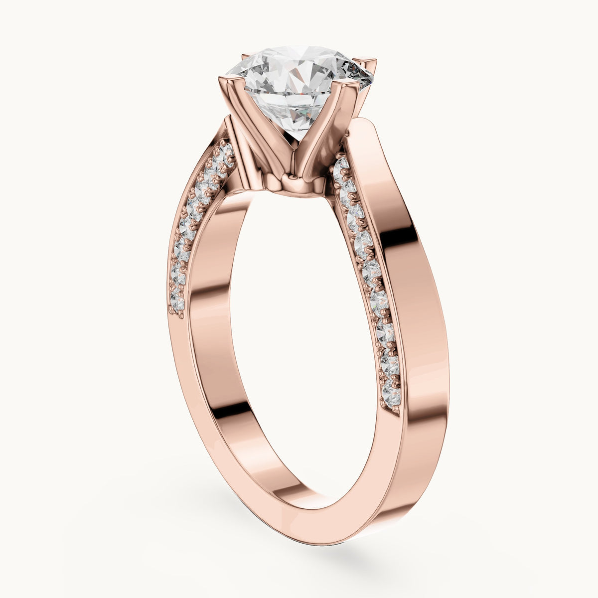 Round cut lab-grown diamond solitaire ring in 14K rose gold, 1.93 CT TW, view 1