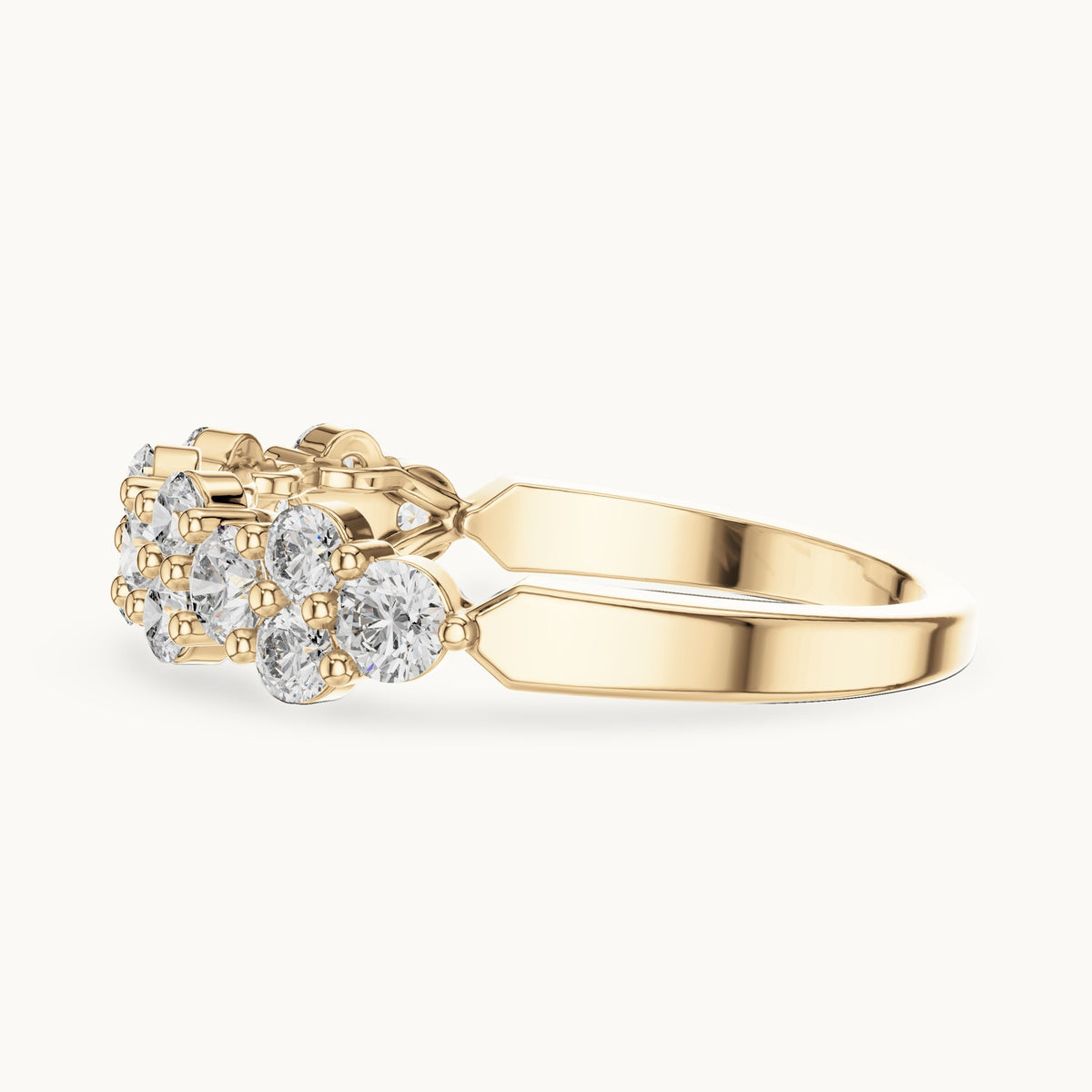 Round cut lab-grown diamond half eternity band in 14K yellow gold, 0.93 CT TW, view 3