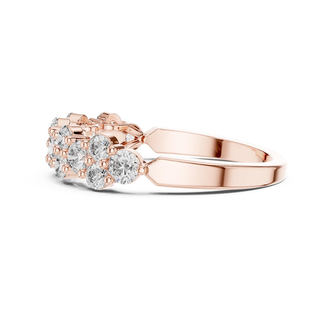 Round Cut Lab Grown Diamond Half Eternity Band, 0.93ct Total, Solid Gold