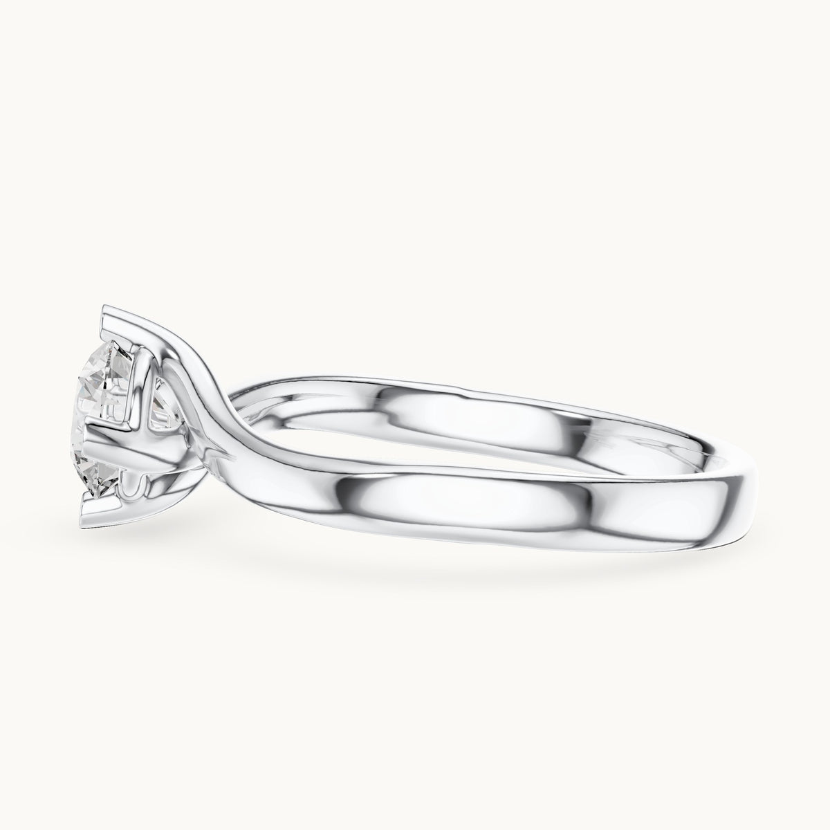 Round cut lab-grown diamond solitaire ring in 14K white gold, 0.50 CT TW, view 2