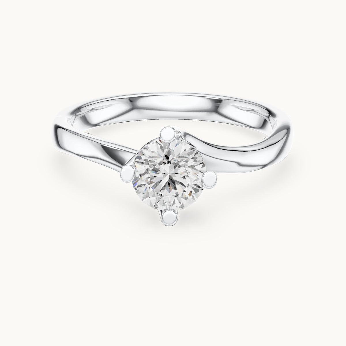 Round cut lab-grown diamond solitaire ring in 14K white gold, 0.50 CT TW, view 3