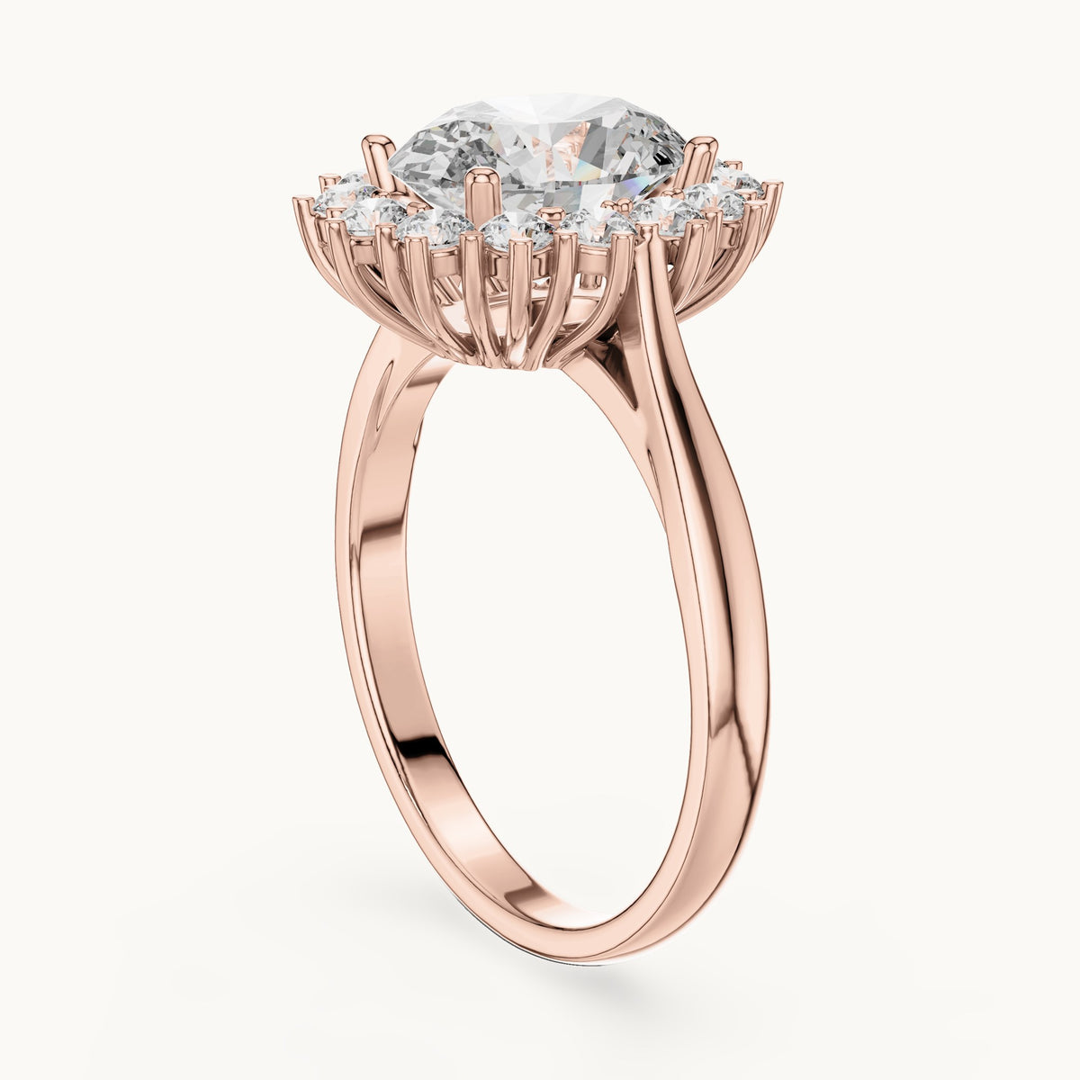 Oval cut lab-grown diamond solitaire ring in 14K rose gold, 2.56 CT TW, view 1