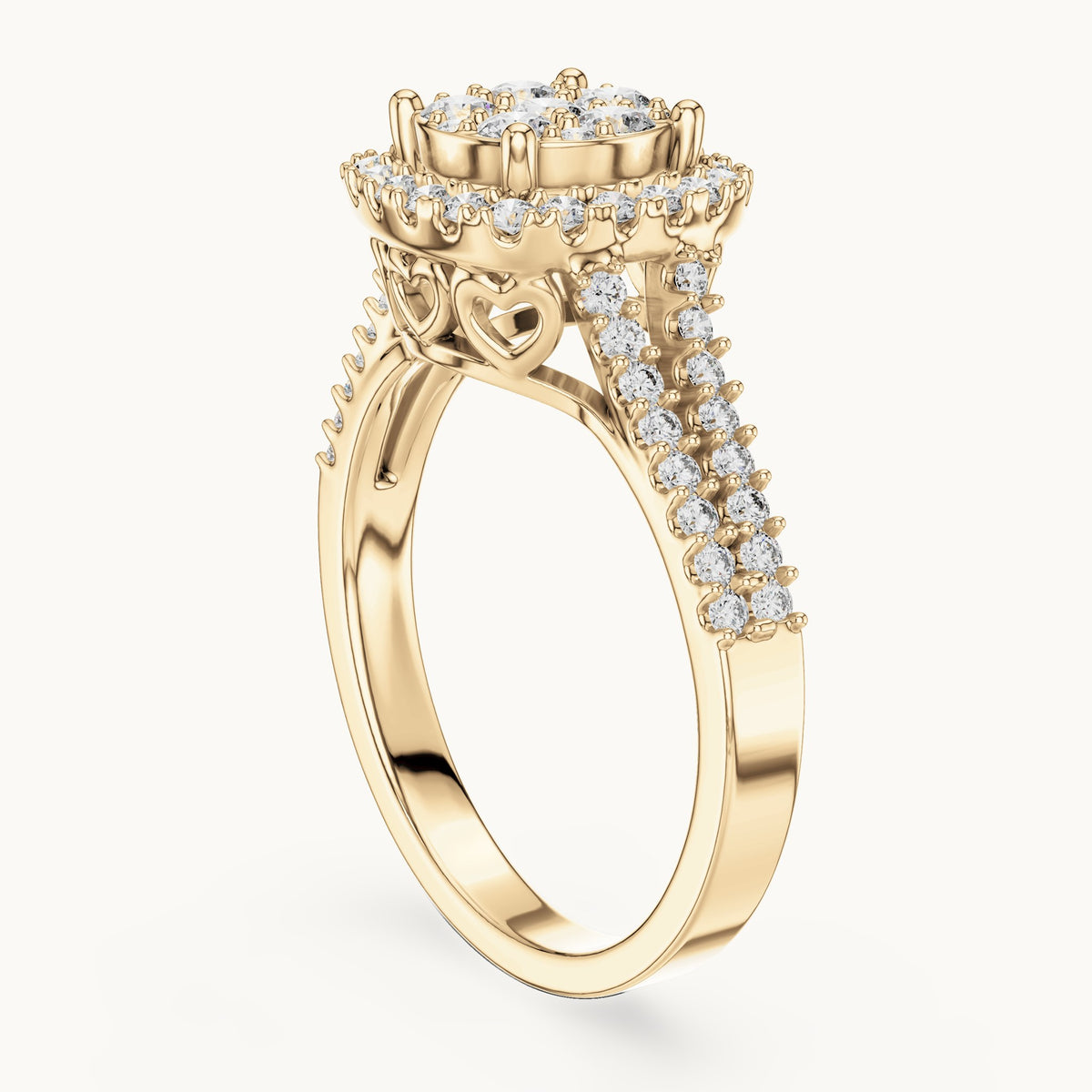 Round cut lab-grown diamond half eternity band in 14K yellow gold, 0.82 CT TW, view 2