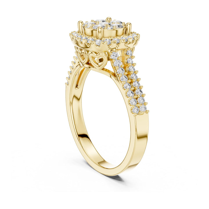 Round Cut Lab Grown Diamond Half Eternity Band, 0.82ct Total, Solid Gold