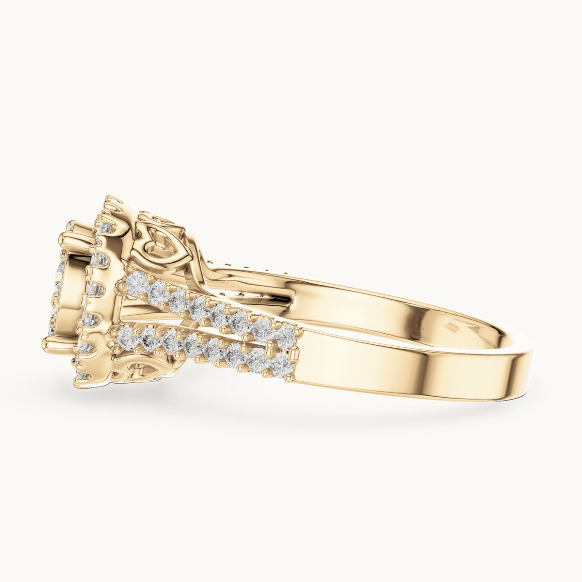 Round cut lab-grown diamond half eternity band in 14K yellow gold, 0.82 CT TW, view 3