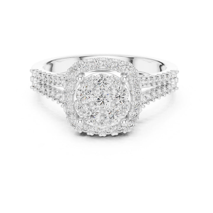 Round Cut Lab Grown Diamond Half Eternity Band, 0.82ct Total, Solid Gold