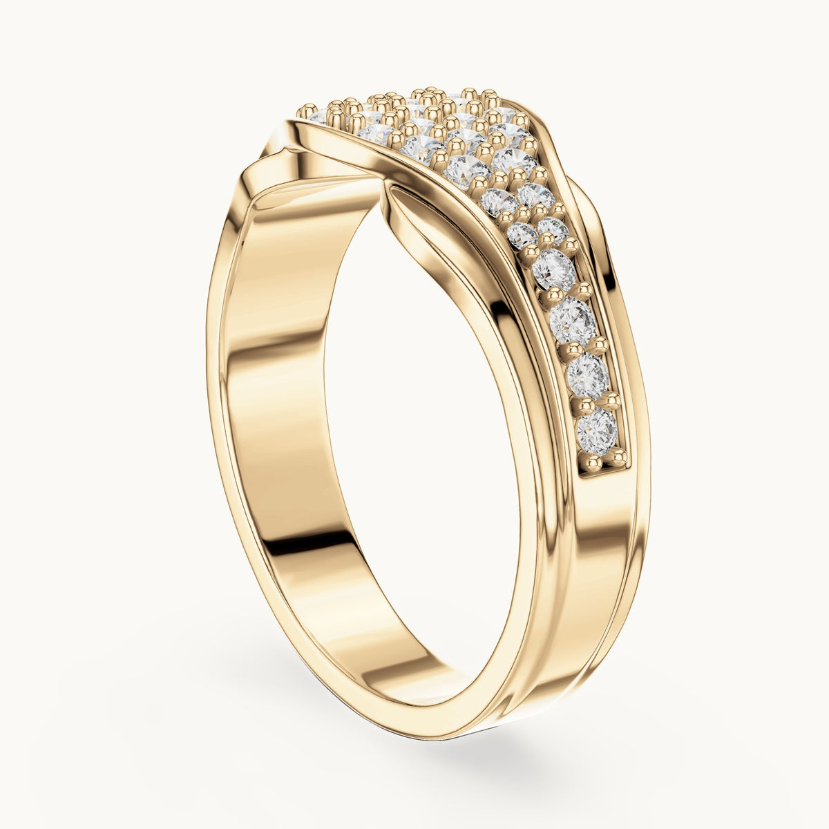 Round cut lab-grown diamond cluster ring in 14K yellow gold, 0.49 CT TW, view 2