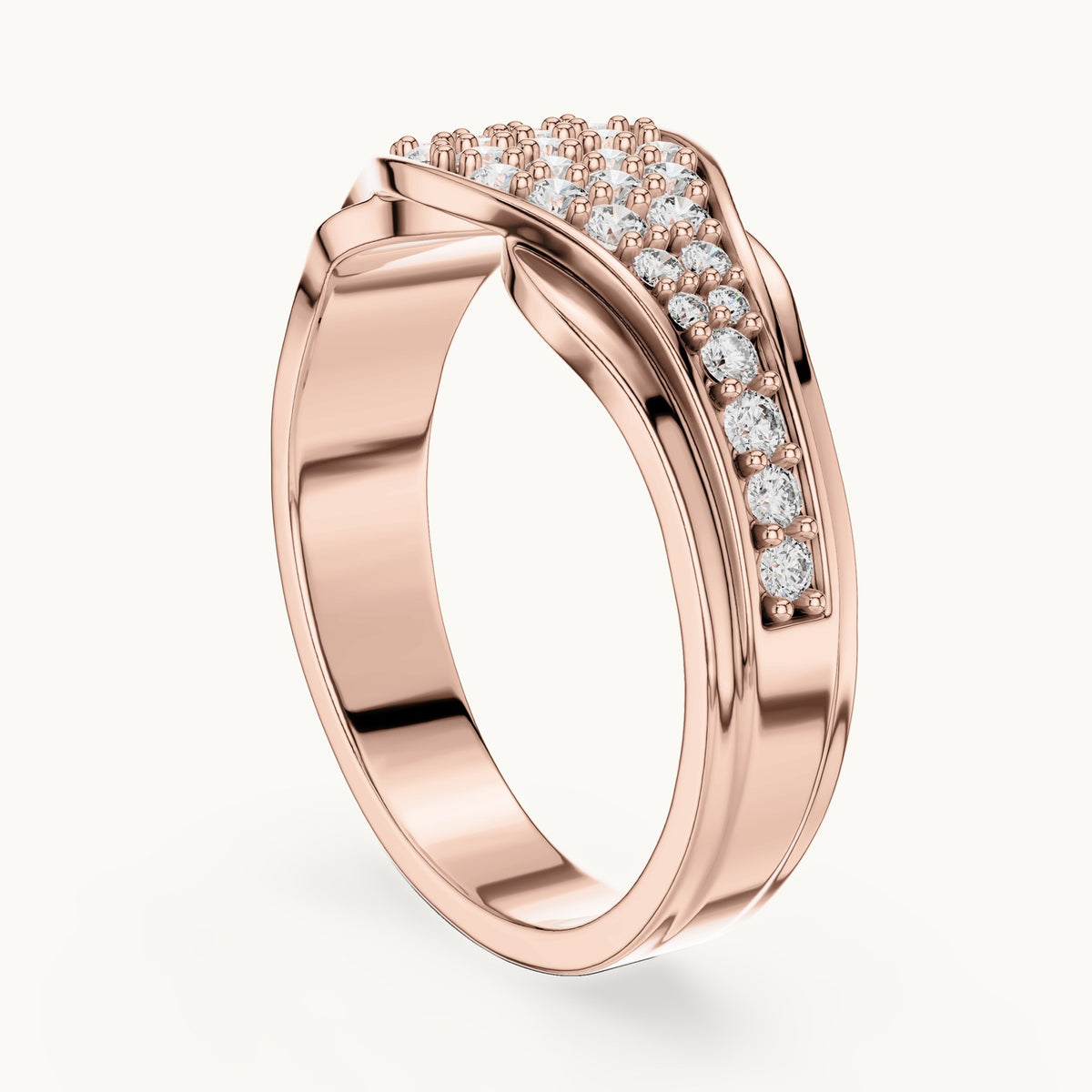 Round cut lab-grown diamond cluster ring in 14K rose gold, 0.49 CT TW, view 1
