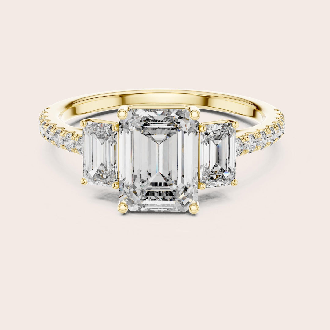 Emerald Cut Lab Grown Diamond Solitaire Ring, 2.54ct Total, Solid Gold