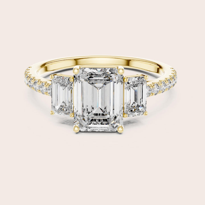 Emerald Cut Lab Grown Diamond Solitaire Ring, 2.54ct Total, Solid Gold