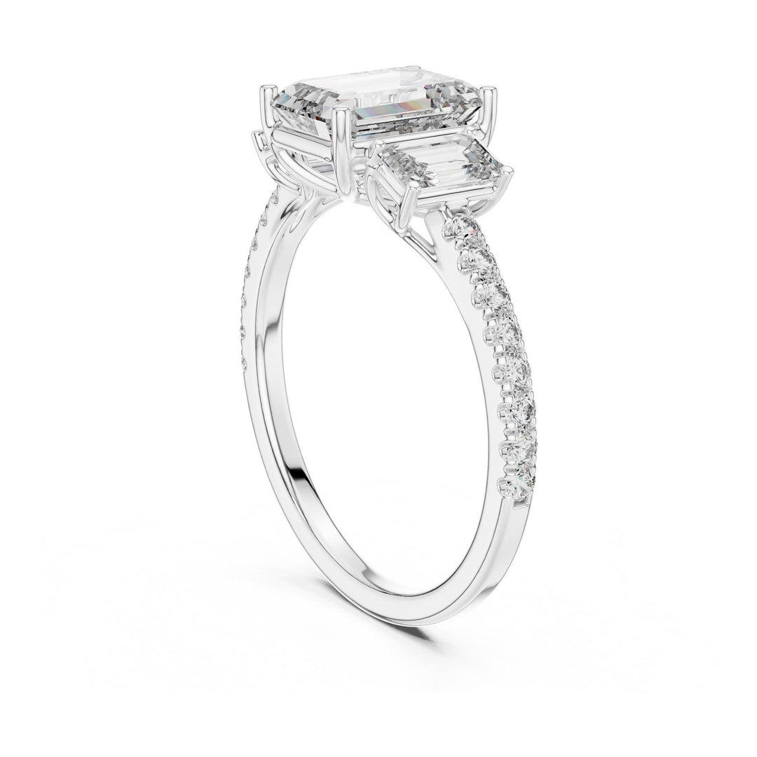 Emerald Cut Lab Grown Diamond Solitaire Ring, 2.54ct Total, Solid Gold