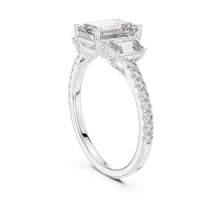 Emerald Cut Lab Grown Diamond Solitaire Ring, 2.54ct Total, Solid Gold