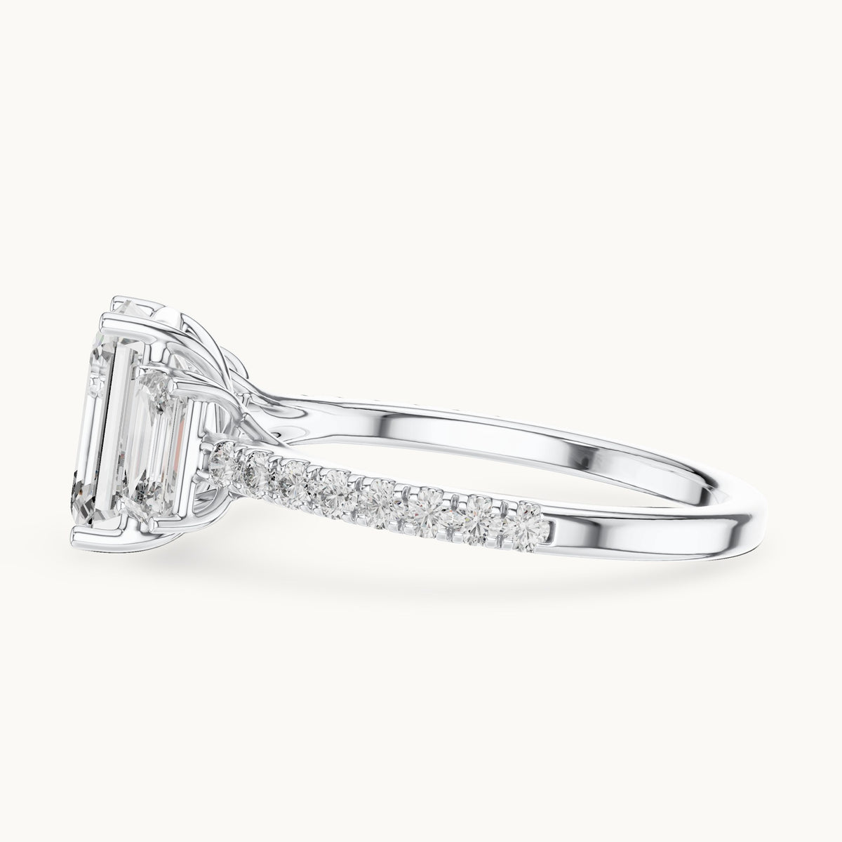 Emerald cut lab-grown diamond solitaire ring in 14K white gold, 2.54 CT TW, view 2