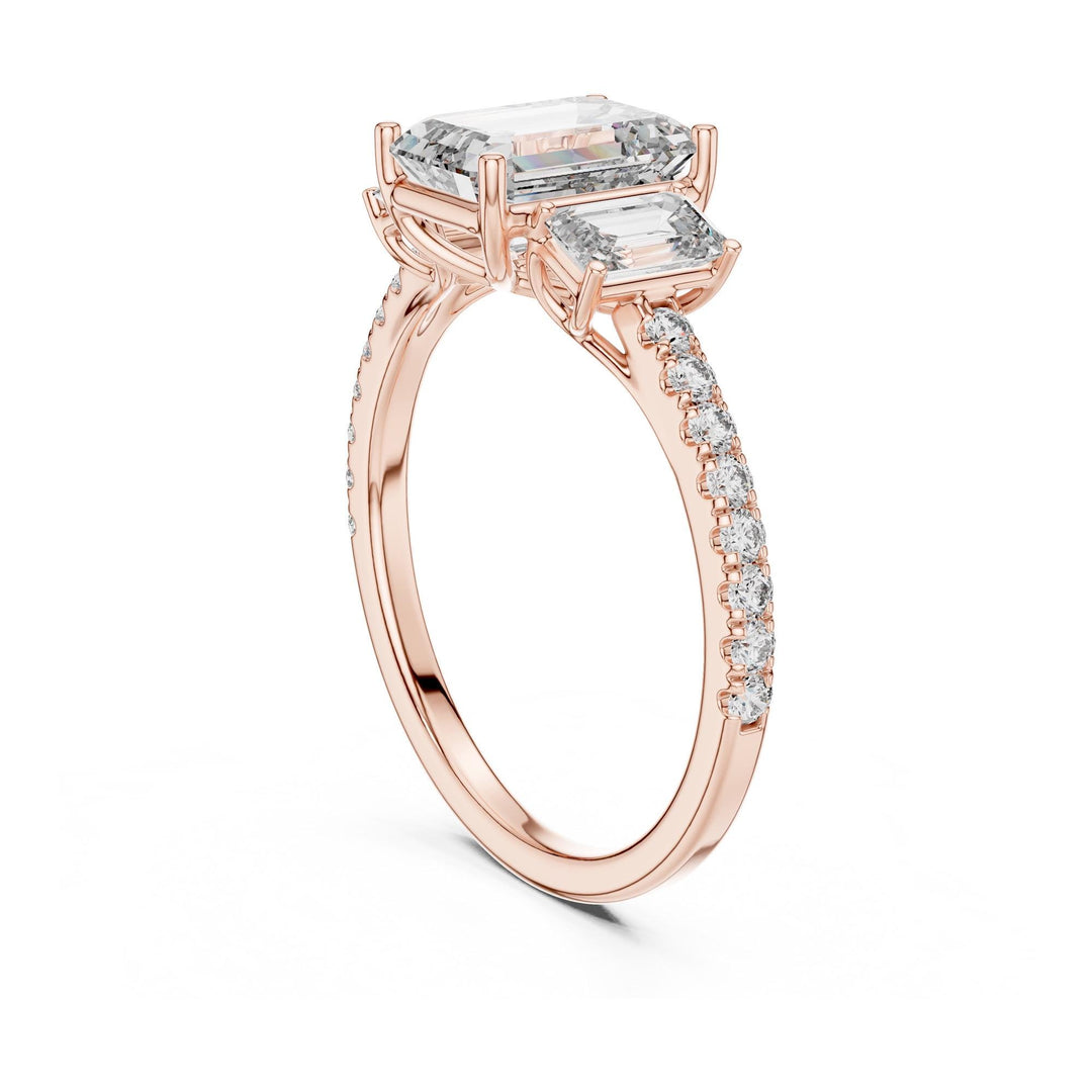Emerald Cut Lab Grown Diamond Solitaire Ring, 2.54ct Total, Solid Gold