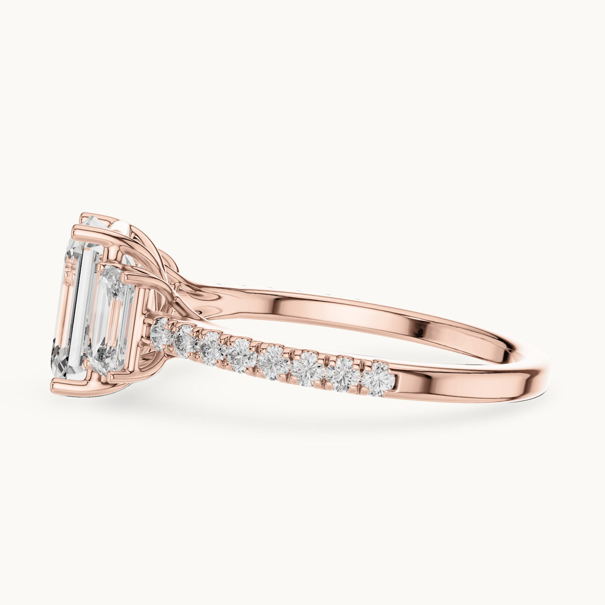 Emerald cut lab-grown diamond solitaire ring in 14K rose gold, 2.54 CT TW, view 2