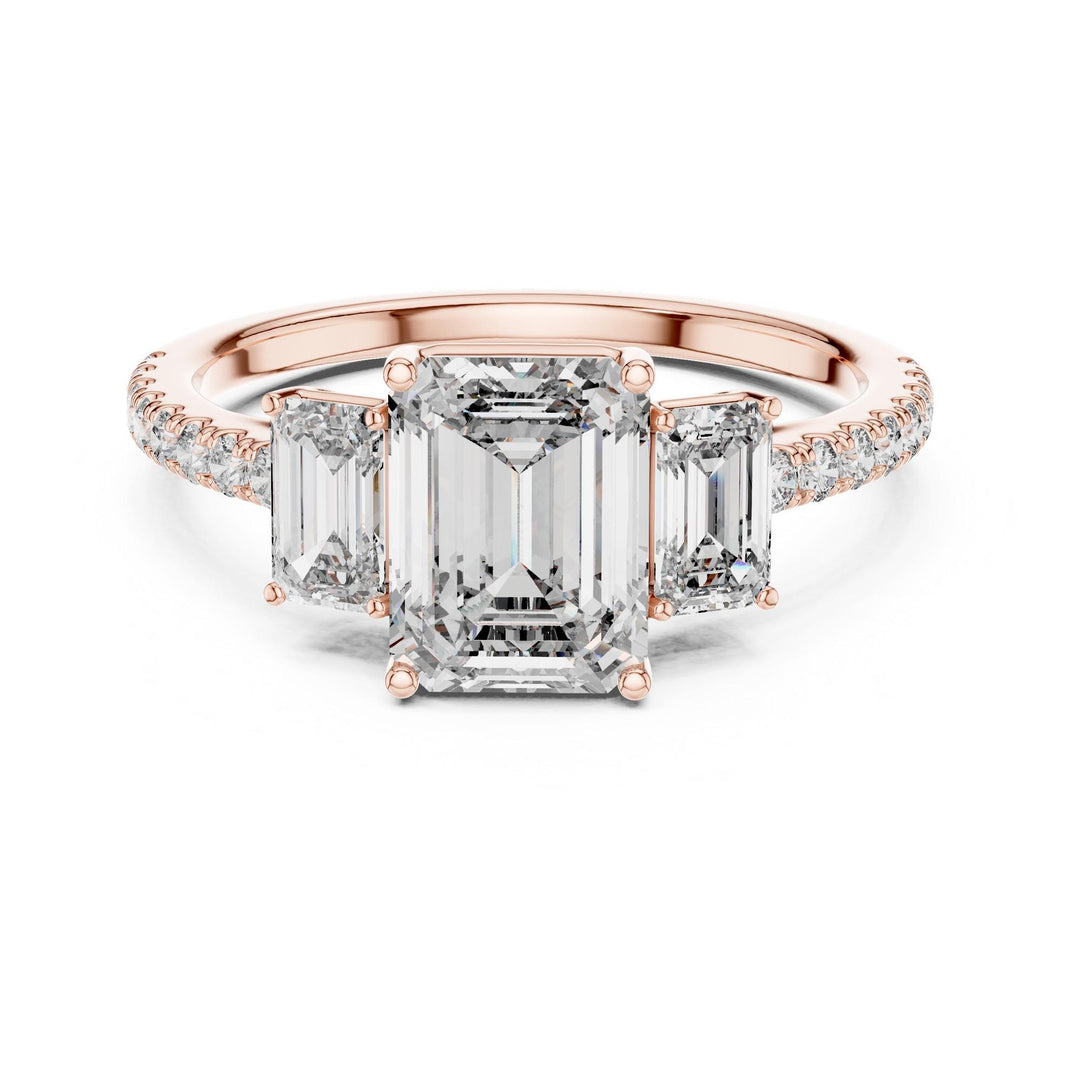 Emerald Cut Lab Grown Diamond Solitaire Ring, 2.54ct Total, Solid Gold