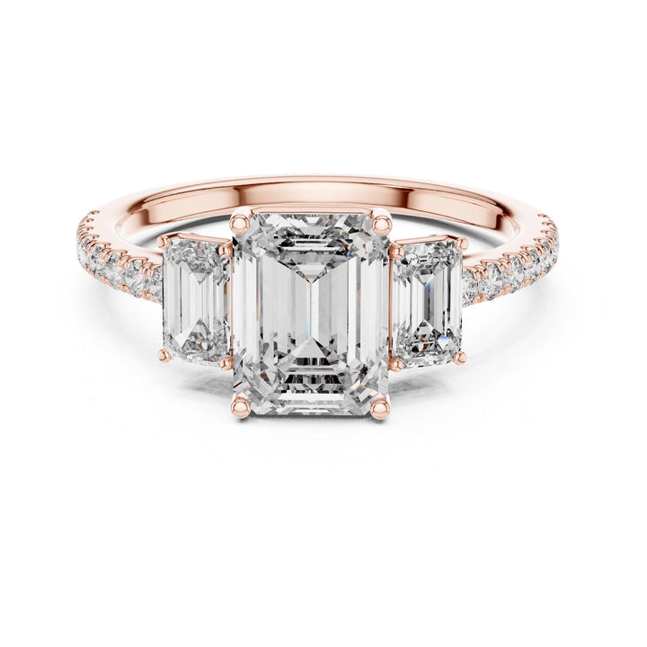 Emerald Cut Lab Grown Diamond Solitaire Ring, 2.54ct Total, Solid Gold