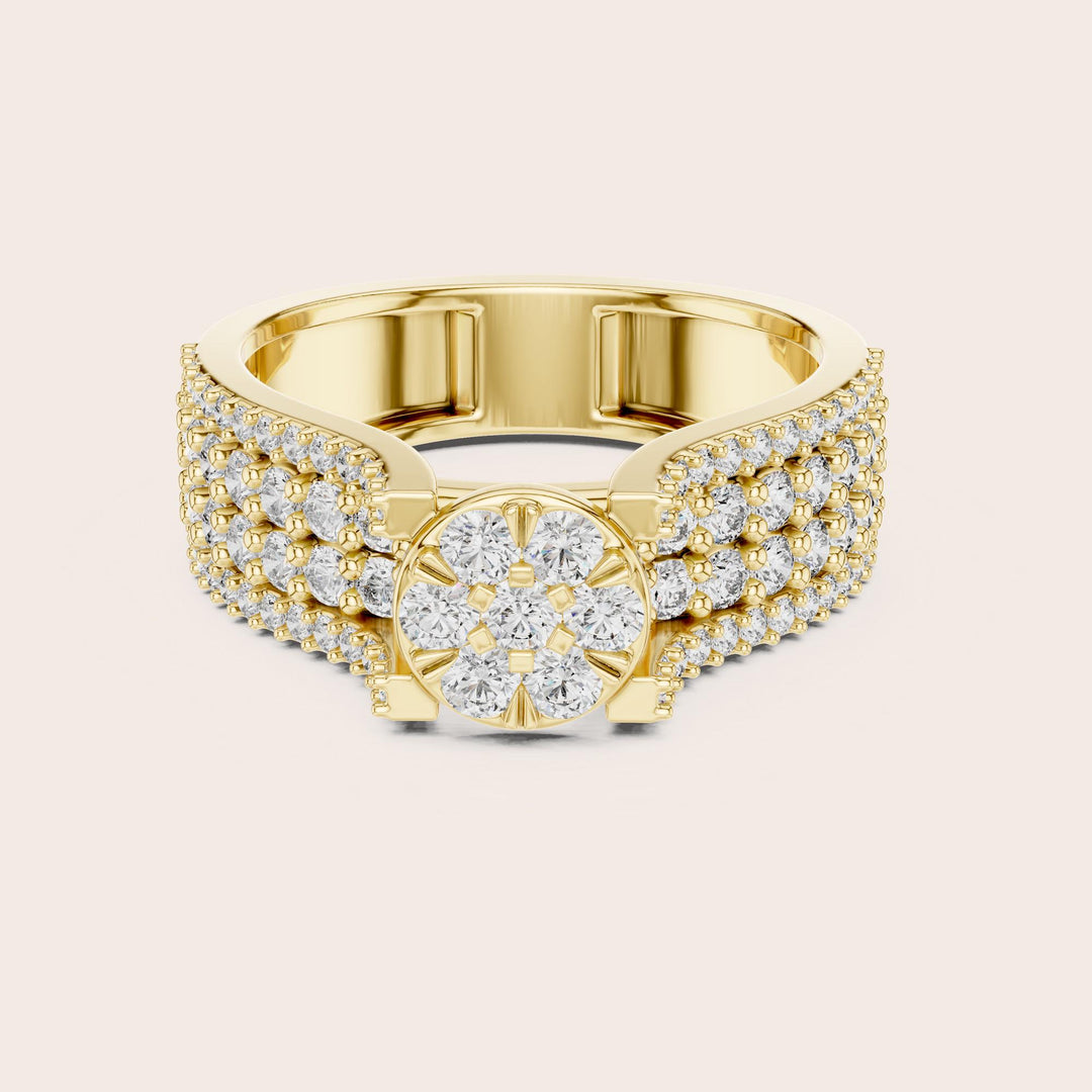 Round Cut Lab Grown Diamond Half Eternity Band, 1.00ct Total, Solid Gold