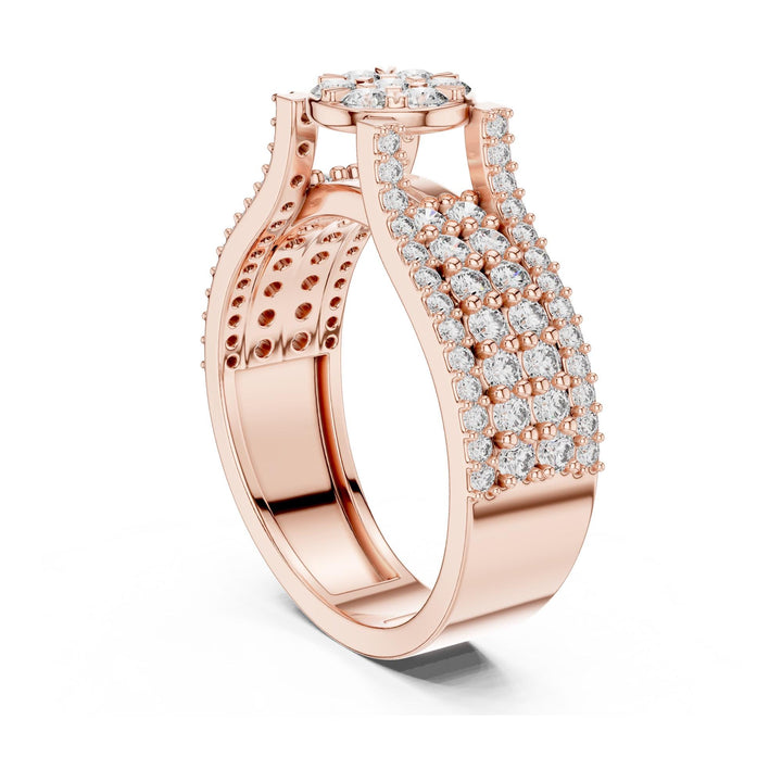 Round Cut Lab Grown Diamond Half Eternity Band, 1.00ct Total, Solid Gold