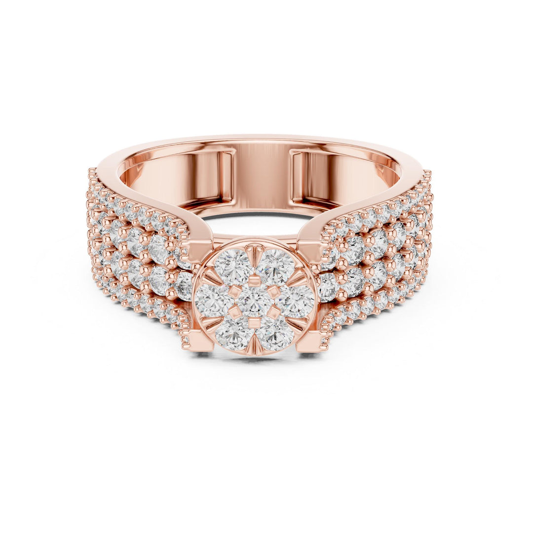 Round Cut Lab Grown Diamond Half Eternity Band, 1.00ct Total, Solid Gold