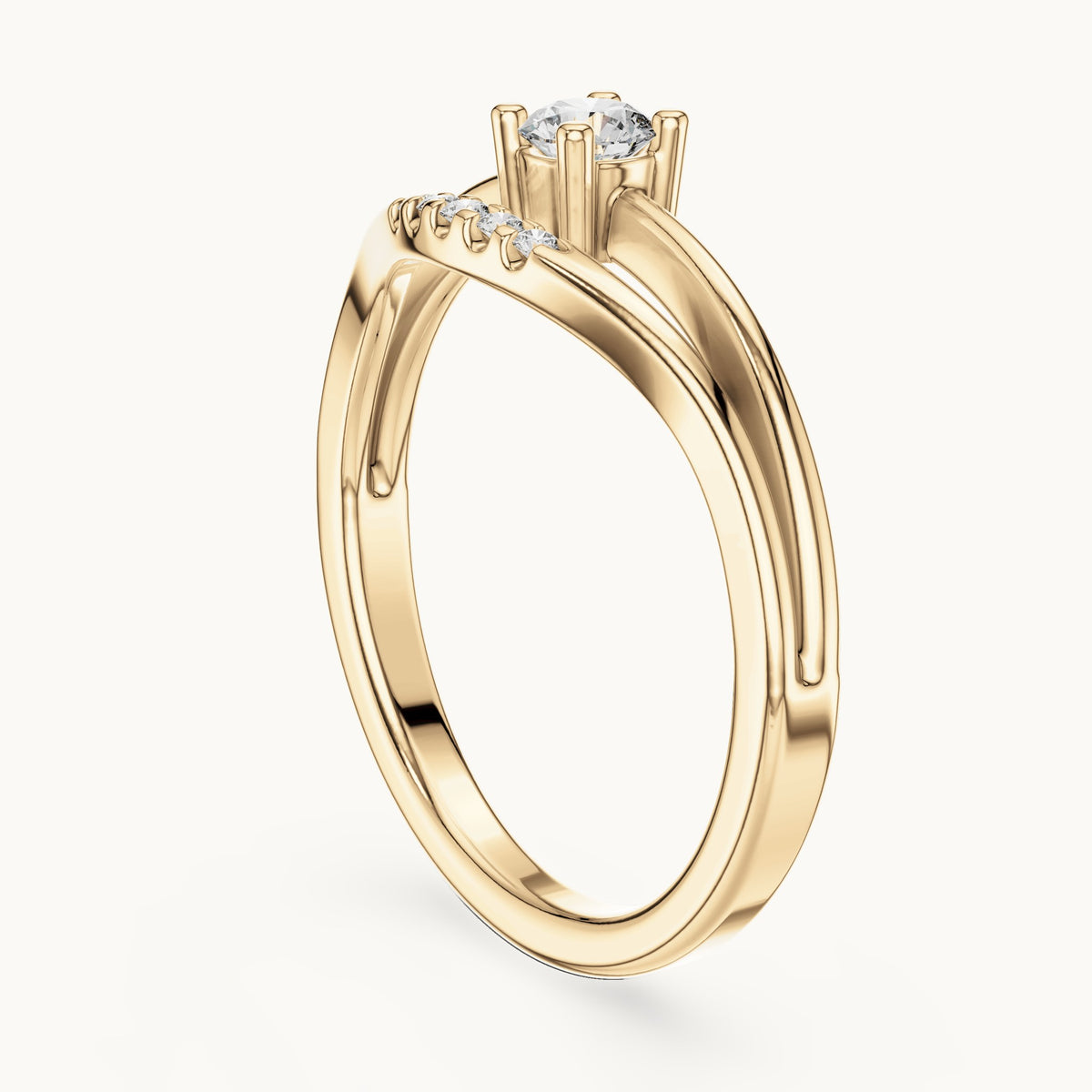 Round cut lab-grown diamond cluster ring in 14K yellow gold, 0.18 CT TW, view 2