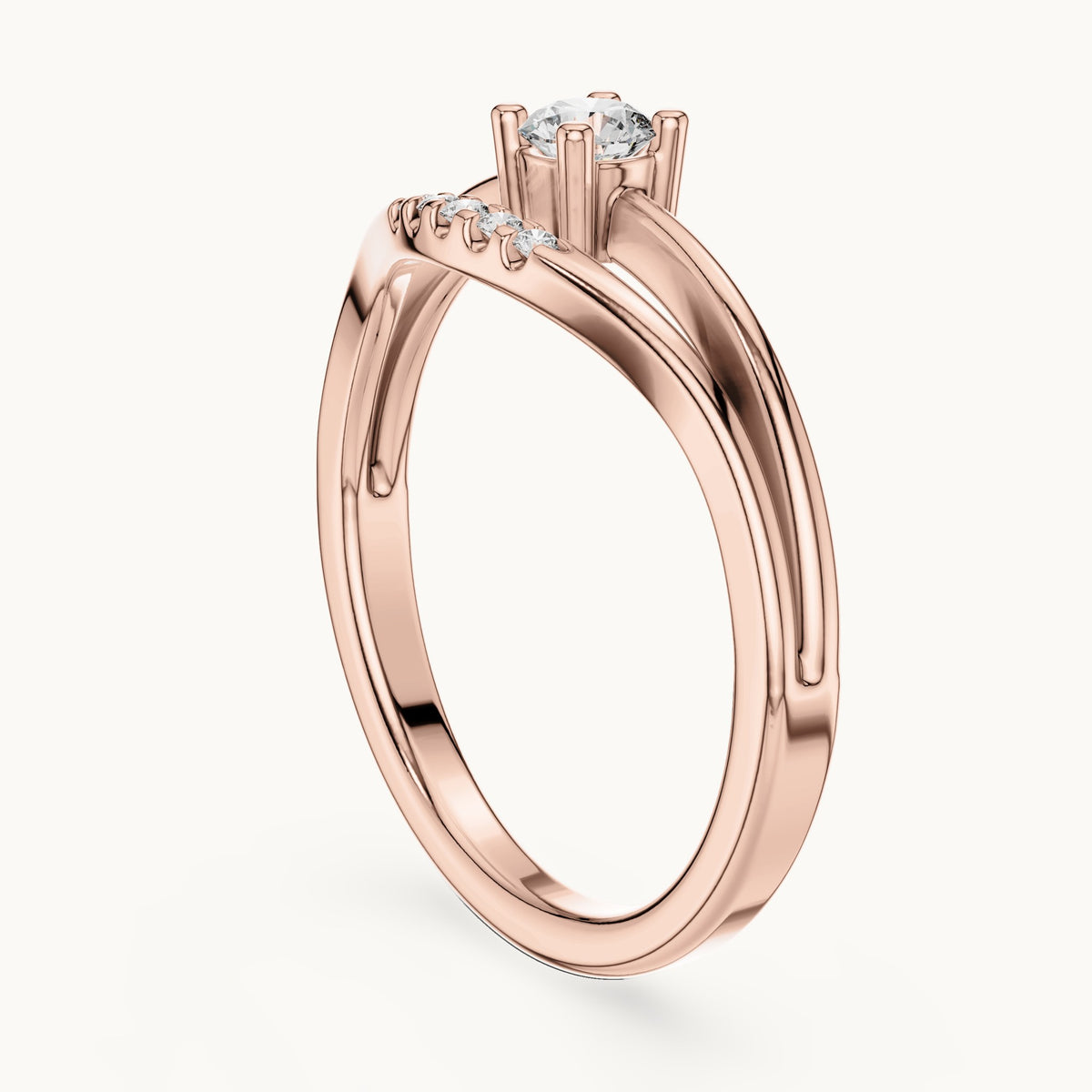 Round cut lab-grown diamond cluster ring in 14K rose gold, 0.18 CT TW, view 1