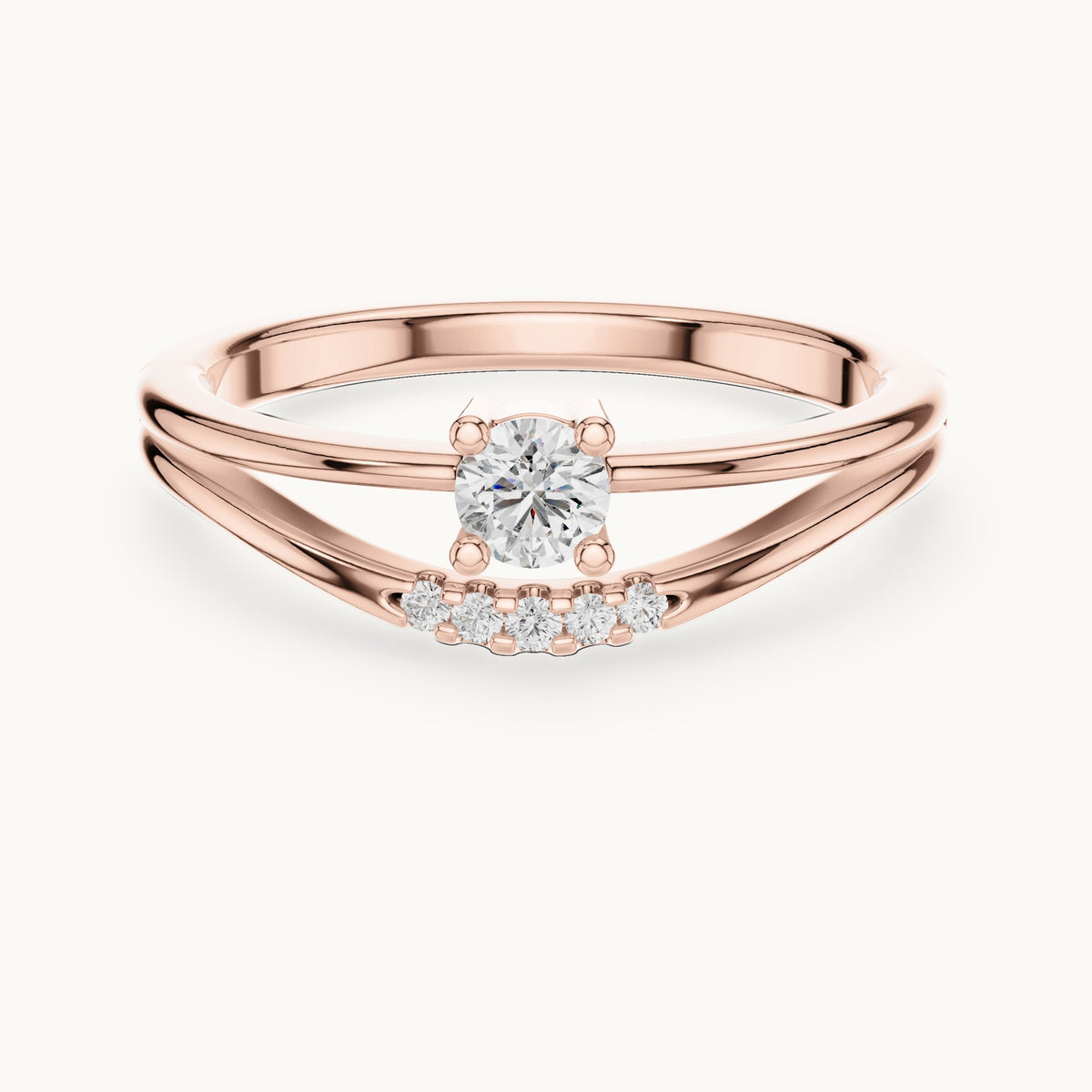 Round cut lab-grown diamond cluster ring in 14K rose gold, 0.18 CT TW, view 3