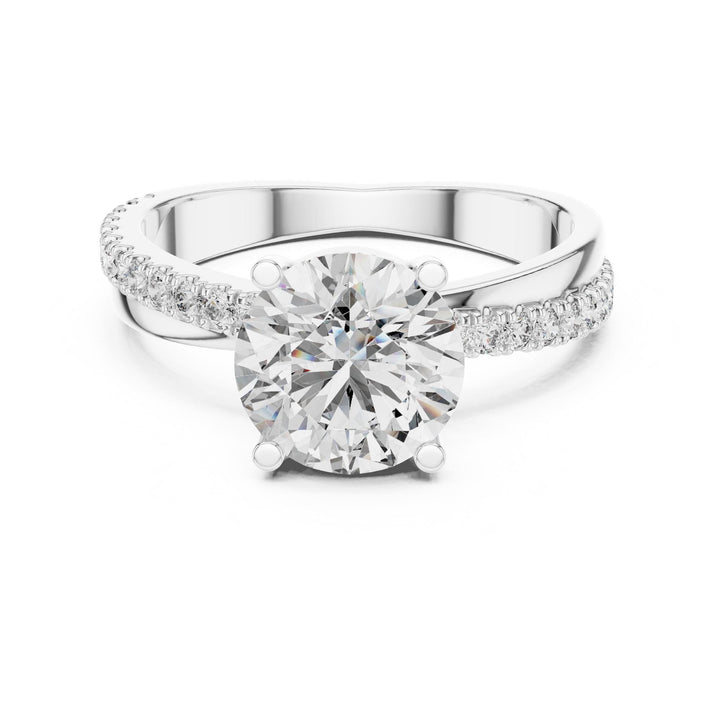 Round Cut Lab Grown Diamond Solitaire Ring, 2.41ct Total, Solid Gold
