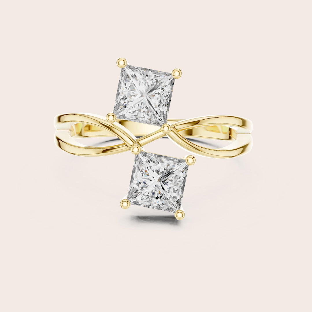 Princess Cut Lab Grown Diamond Cluster Ring, 1.30ct Total, Solid Gold