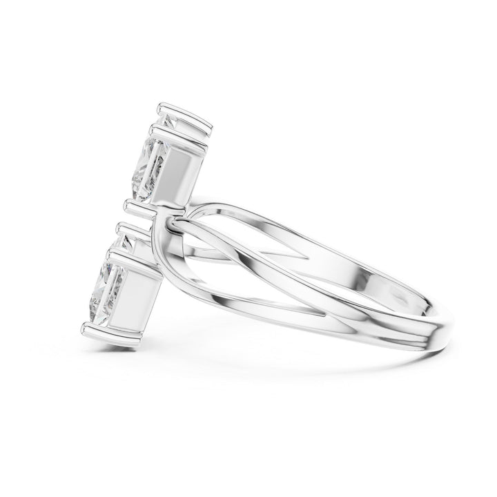 Princess Cut Lab Grown Diamond Cluster Ring, 1.30ct Total, Solid Gold