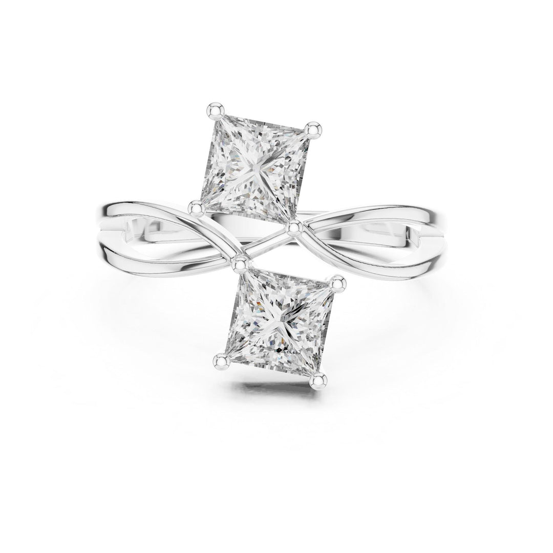 Princess Cut Lab Grown Diamond Cluster Ring, 1.30ct Total, Solid Gold